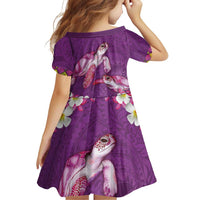 Hawaiian Lei Turtle and Plumeria Family Matching Off Shoulder Short Dress and Hawaiian Shirt Polynerian Art Tattoo-Mauve Color