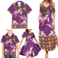 Hawaiian Lei Turtle and Plumeria Family Matching Summer Maxi Dress and Hawaiian Shirt Polynerian Art Tattoo-Mauve Color