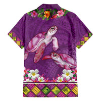 Hawaiian Lei Turtle and Plumeria Hawaiian Shirt Polynerian Art Tattoo-Mauve Color