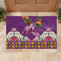 Hawaiian Lei Turtle and Plumeria Rubber Doormat Polynerian Art Tattoo-Mauve Color LT03 Purple - Polynesian Pride