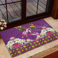 Hawaiian Lei Turtle and Plumeria Rubber Doormat Polynerian Art Tattoo-Mauve Color LT03 - Polynesian Pride