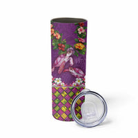 Hawaiian Lei Turtle and Plumeria Skinny Tumbler Polynerian Art Tattoo-Mauve Color