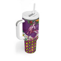 Hawaiian Lei Turtle and Plumeria Tumbler With Handle Polynerian Art Tattoo-Mauve Color LT03 - Polynesian Pride