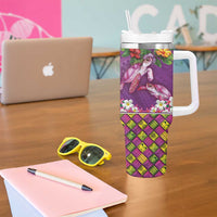 Hawaiian Lei Turtle and Plumeria Tumbler With Handle Polynerian Art Tattoo-Mauve Color LT03 - Polynesian Pride