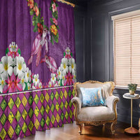 Hawaiian Lei Turtle and Plumeria Window Curtain Polynerian Art Tattoo-Mauve Color LT03 - Polynesian Pride