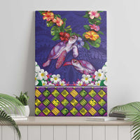 Hawaiian Lei Turtle and Plumeria Canvas Wall Art Polynerian Art Tattoo-Navy Color LT03 - Polynesian Pride