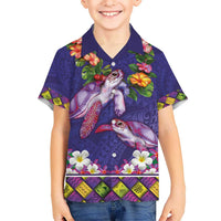Hawaiian Lei Turtle and Plumeria Hawaiian Shirt Polynerian Art Tattoo-Navy Color LT03 - Polynesian Pride