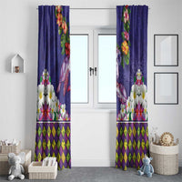 Hawaiian Lei Turtle and Plumeria Window Curtain Polynerian Art Tattoo-Navy Color LT03 - Polynesian Pride