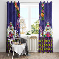 Hawaiian Lei Turtle and Plumeria Window Curtain Polynerian Art Tattoo-Navy Color LT03 - Polynesian Pride