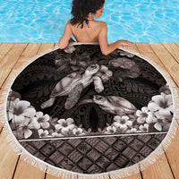 Hawaiian Lei Turtle and Plumeria Beach Blanket Polynerian Art Tattoo-Grayscale Mode LT03 - Polynesian Pride