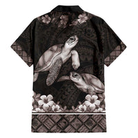 Hawaiian Lei Turtle and Plumeria Hawaiian Shirt Polynerian Art Tattoo-Grayscale Mode LT03 - Polynesian Pride