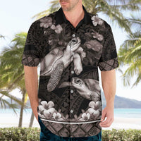 Hawaiian Lei Turtle and Plumeria Hawaiian Shirt Polynerian Art Tattoo-Grayscale Mode LT03 - Polynesian Pride