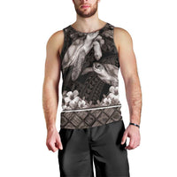 Hawaiian Lei Turtle and Plumeria Men Tank Top Polynerian Art Tattoo-Grayscale Mode LT03 - Polynesian Pride