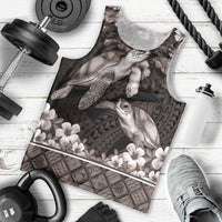 Hawaiian Lei Turtle and Plumeria Men Tank Top Polynerian Art Tattoo-Grayscale Mode LT03 - Polynesian Pride