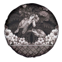 Hawaiian Lei Turtle and Plumeria Spare Tire Cover Polynerian Art Tattoo-Grayscale Mode