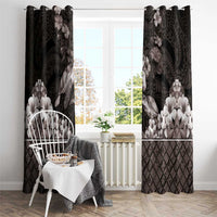 Hawaiian Lei Turtle and Plumeria Window Curtain Polynerian Art Tattoo-Grayscale Mode LT03 - Polynesian Pride
