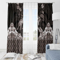 Hawaiian Lei Turtle and Plumeria Window Curtain Polynerian Art Tattoo-Grayscale Mode LT03 - Polynesian Pride
