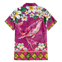 Hawaiian Plumeria and Humpback Whales Family Matching Mermaid Dress and Hawaiian Shirt Polynerian Art Tattoo-Plum Pink Color