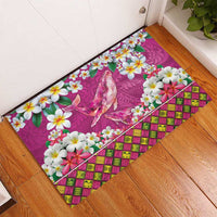 Hawaiian Plumeria and Humpback Whales Rubber Doormat Polynerian Art Tattoo-Plum Pink Color LT03 - Polynesian Pride