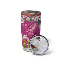 Hawaiian Plumeria and Humpback Whales Tumbler Cup Polynerian Art Tattoo-Plum Pink Color