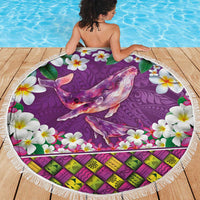 Hawaiian Plumeria and Humpback Whales Beach Blanket Polynerian Art Tattoo-Mauve Color LT03 - Polynesian Pride