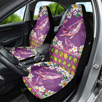 Hawaiian Plumeria and Humpback Whales Car Seat Cover Polynerian Art Tattoo-Mauve Color