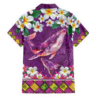 Hawaiian Plumeria and Humpback Whales Family Matching Summer Maxi Dress and Hawaiian Shirt Polynerian Art Tattoo-Mauve Color