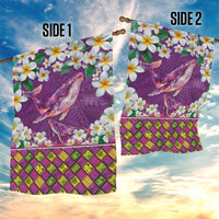 Hawaiian Plumeria and Humpback Whales Garden Flag Polynerian Art Tattoo-Mauve Color LT03 - Polynesian Pride