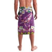 Hawaiian Plumeria and Humpback Whales Lavalava Polynerian Art Tattoo-Mauve Color