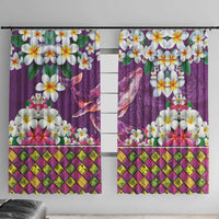 Hawaiian Plumeria and Humpback Whales Window Curtain Polynerian Art Tattoo-Mauve Color LT03 With Hooks Purple - Polynesian Pride