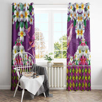 Hawaiian Plumeria and Humpback Whales Window Curtain Polynerian Art Tattoo-Mauve Color LT03 - Polynesian Pride