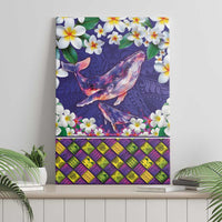 Hawaiian Plumeria and Humpback Whales Canvas Wall Art Polynerian Art Tattoo-Navy Color LT03 - Polynesian Pride