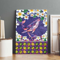 Hawaiian Plumeria and Humpback Whales Canvas Wall Art Polynerian Art Tattoo-Navy Color LT03 - Polynesian Pride