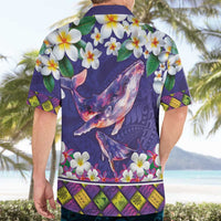 Hawaiian Plumeria and Humpback Whales Hawaiian Shirt Polynerian Art Tattoo-Navy Color LT03 - Polynesian Pride