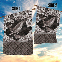 Hawaiian Plumeria and Humpback Whales Garden Flag Polynerian Art Tattoo-Grayscale Mode LT03 - Polynesian Pride