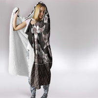 Hawaiian Plumeria and Humpback Whales Hooded Blanket Polynerian Art Tattoo-Grayscale Mode LT03 - Polynesian Pride