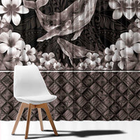 Hawaiian Plumeria and Humpback Whales Window Curtain Polynerian Art Tattoo-Grayscale Mode LT03 - Polynesian Pride