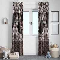 Hawaiian Plumeria and Humpback Whales Window Curtain Polynerian Art Tattoo-Grayscale Mode LT03 - Polynesian Pride