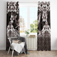 Hawaiian Plumeria and Humpback Whales Window Curtain Polynerian Art Tattoo-Grayscale Mode LT03 - Polynesian Pride