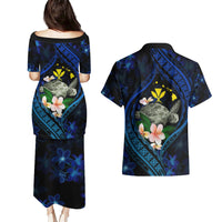 Hawaii Turtle Plumeria Flower Fanciful Couples Matching Puletasi and Hawaiian Shirt LT03 - Polynesian Pride