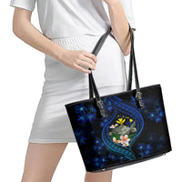 Hawaii Turtle Plumeria Flower Fanciful Leather Tote Bag LT03 - Polynesian Pride