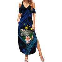 Hawaii Turtle Plumeria Flower Fanciful Summer Maxi Dress LT03 Women Black - Polynesian Pride