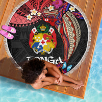 Tonga Emancipation Day Beach Blanket Ngatu Humpback Whale Polynesian Flower LT03 - Polynesian Pride