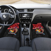 Tonga Emancipation Day Car Mats Ngatu Humpback Whale Polynesian Flower LT03 Set 2pcs - Front Black - Polynesian Pride