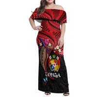 Tonga Emancipation Day Family Matching Off Shoulder Maxi Dress and Hawaiian Shirt Ngatu Humpback Whale Polynesian Flower