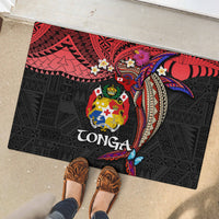 Tonga Emancipation Day Rubber Doormat Ngatu Humpback Whale Polynesian Flower LT03 - Polynesian Pride