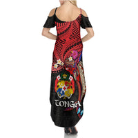 Tonga Emancipation Day Summer Maxi Dress Ngatu Humpback Whale Polynesian Flower LT03 - Polynesian Pride