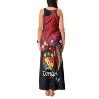 Tonga Emancipation Day Tank Maxi Dress Ngatu Humpback Whale Polynesian Flower LT03 - Polynesian Pride