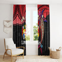 Tonga Emancipation Day Window Curtain Ngatu Humpback Whale Polynesian Flower LT03 - Polynesian Pride