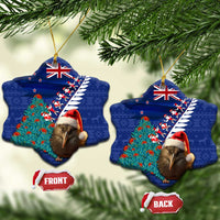 New Zealand Christmas Ceramic Ornament Kiwi Bird Santa and Silver Fern Funny Haka Dance